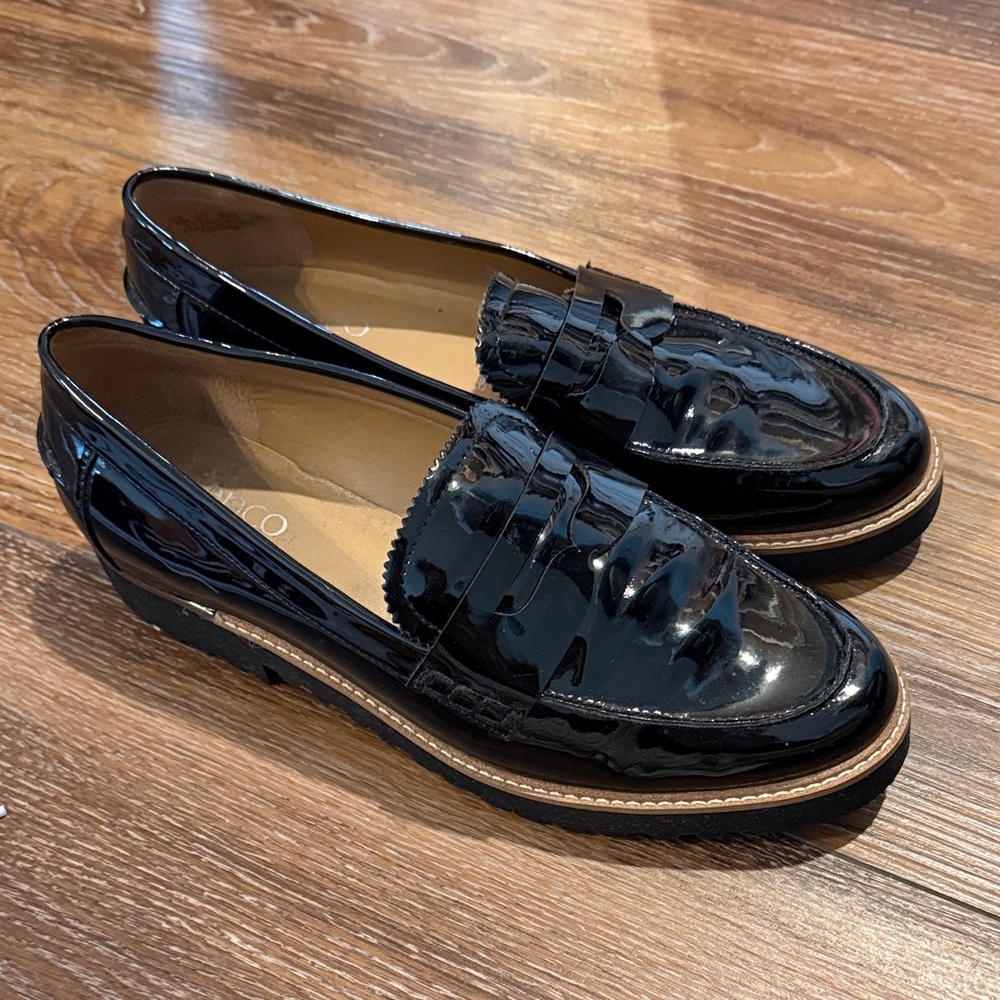 Franco Sarto Shiny Black Loafers
